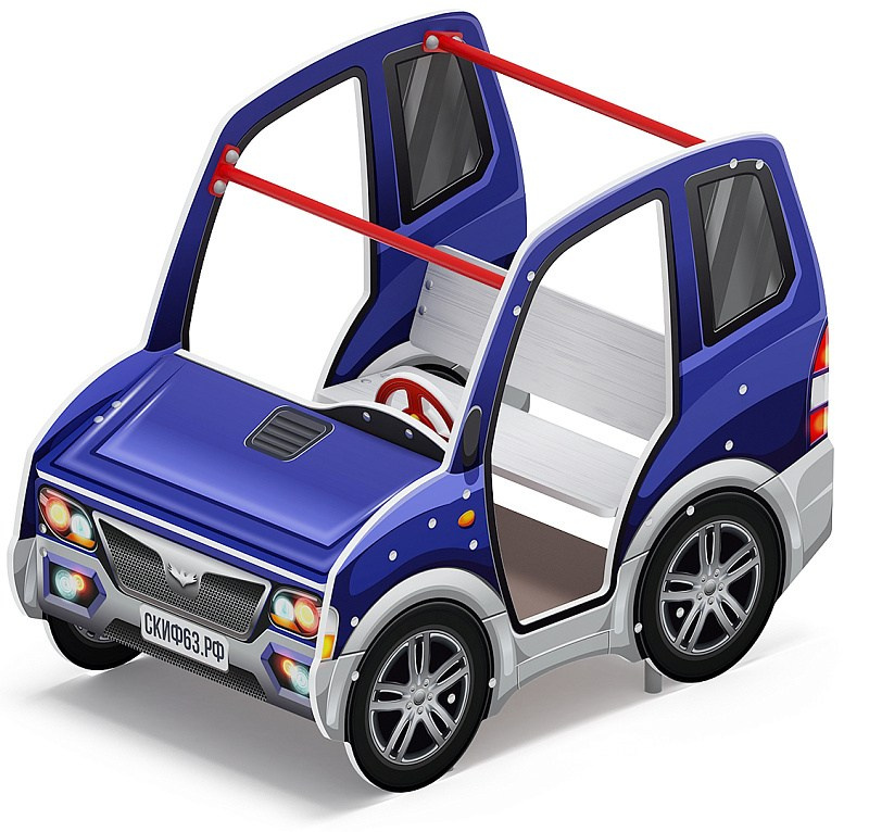 Машинка (синяя) - Беседка машинка - МФ 10.03.01-01.И1 Габариты (ШхДхВ): 1360x840x1100 Зона безопасности, мм: 2360х1840