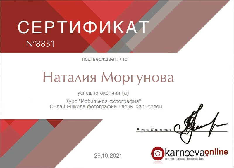 Дипломы. Наталия Моргунова. Фотограф в Королеве и Москве