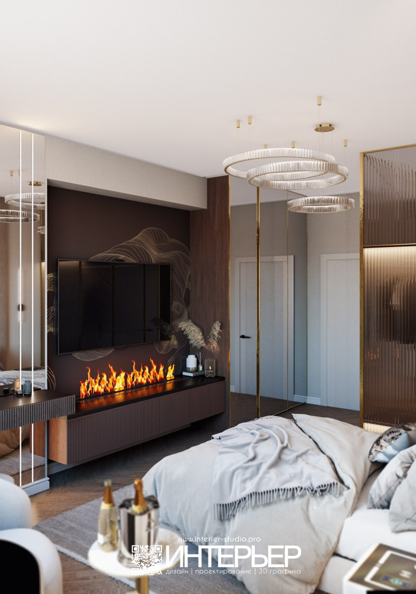 Спальня Ольги. Темный и светлый вариант. Дизайн интерьера, 3D визуализация и 3D моделирование. Создание проектов и чертежей. КМВ: Кисловодск, Пятигорск, Ессентуки и удаленно