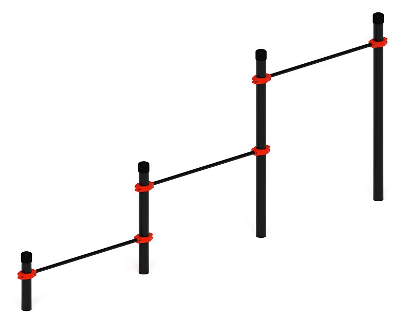 Воркаут 108 красный ВТ 12.07-01 Габариты (ШхДхВ):4240х140х1500 Зона безопасности, мм:7240х3140 Возрастные ограничения от 14 лет, весом не более 100 кг