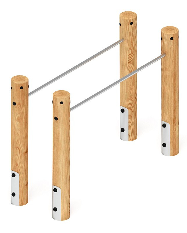 Брусья (лиственница) СО 2.50.10-Л.И1 Габариты (ШхДхВ): 1970х730х1450 Зона безопасности, мм: 4970х3730 Возрастные ограничения от 12 лет