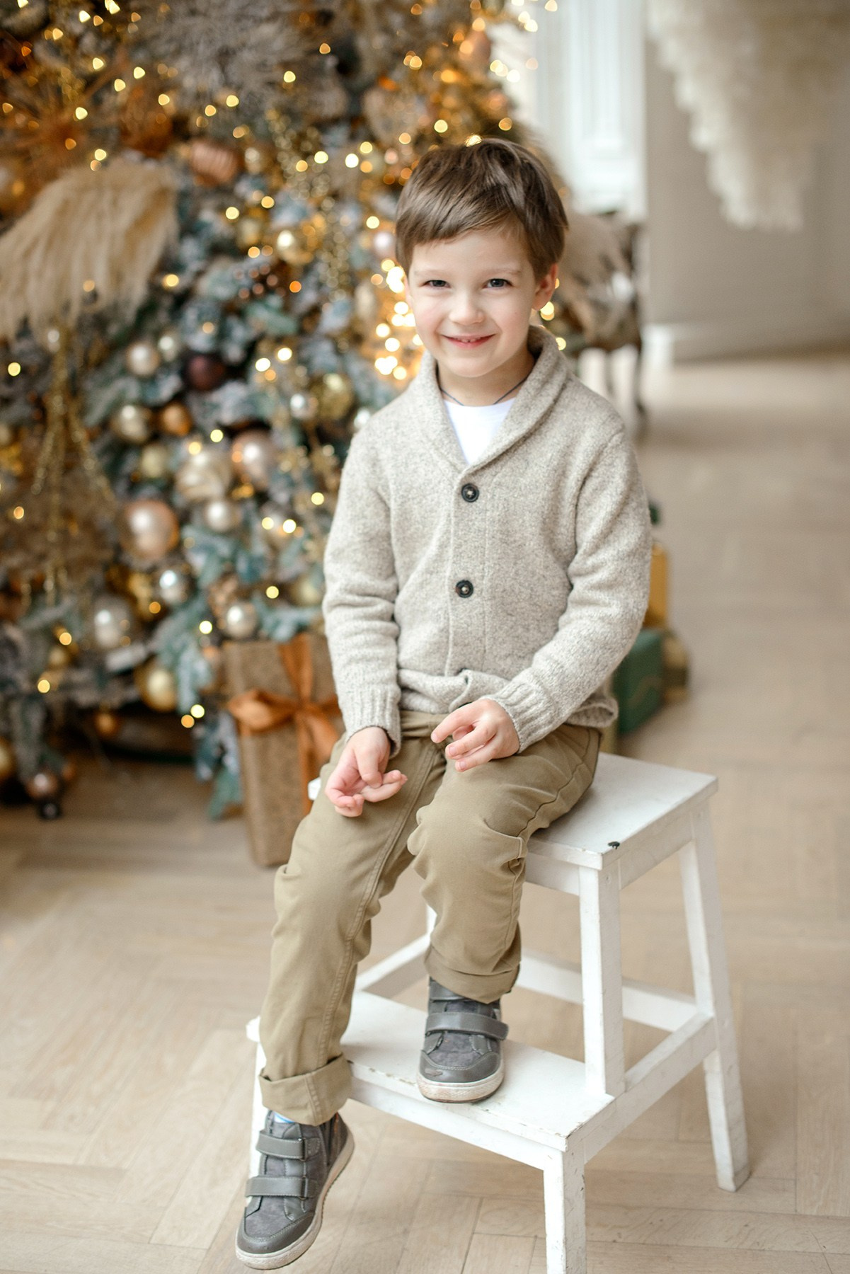 little boy , Studio photo shoot at Christmas time