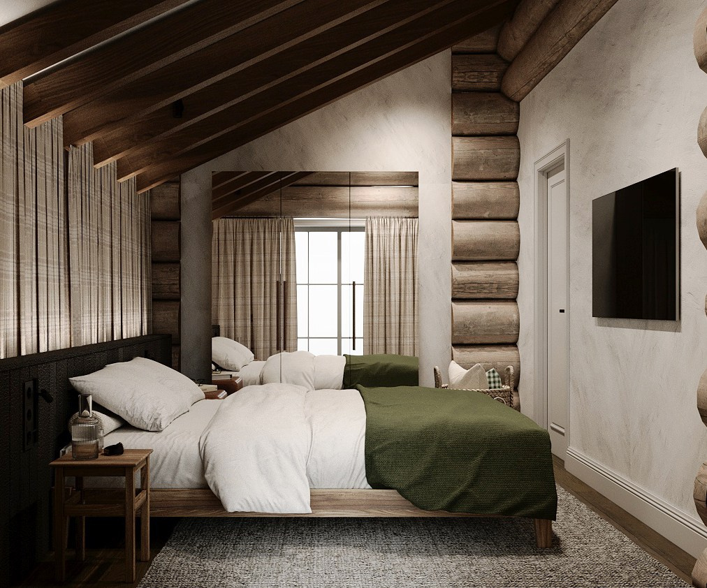 Двухэтажный дом из бруса п. Усть-Мана. Дизайн интерьера от Дмитрия Баландина