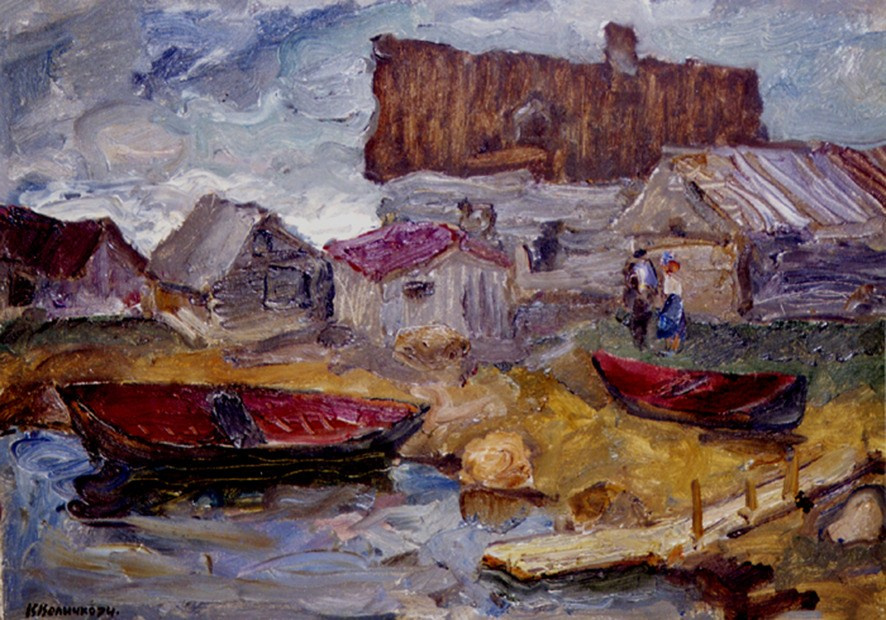 «На краю рыбацкой деревни» 1974 год Собр. Д. Томас. Испания. Художник Величко Вадим Семёнович