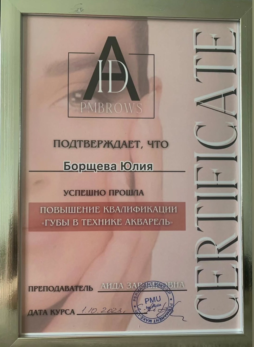 Квалификация. Перманентный макияж Новая Охта, Санкт-Петербург Юлия Борщёва