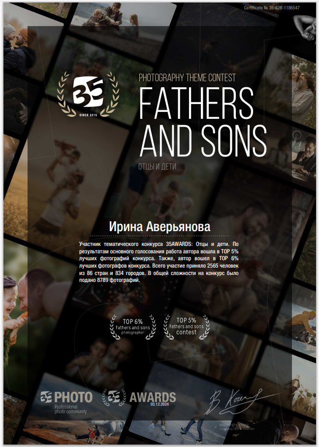 Дипломы и награды. Фотограф в Ульяновске Ирина Аверьянова