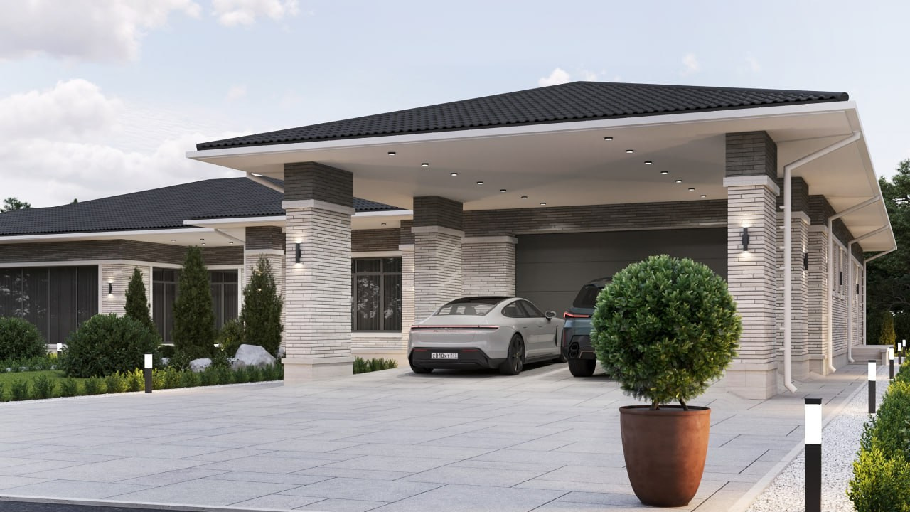 Одноэтажный дом в стиле Райта. Архитектор Вера Каракезиди