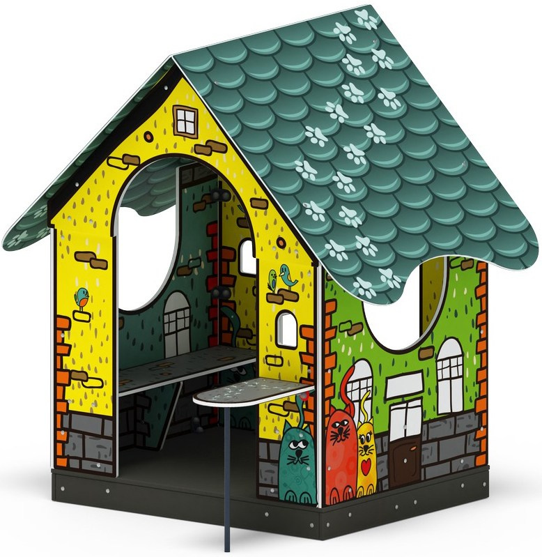 Домик мини тип 2 (Город) - МФ 10.01.11-02 Габариты (ШхДхВ): 1950x1680x1720 Зона безопасности, мм: 2950х2680