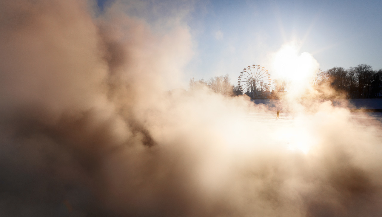 город Тверь, Пейзаж, река Волга, Колесо обозрения, центральный парк, набережная