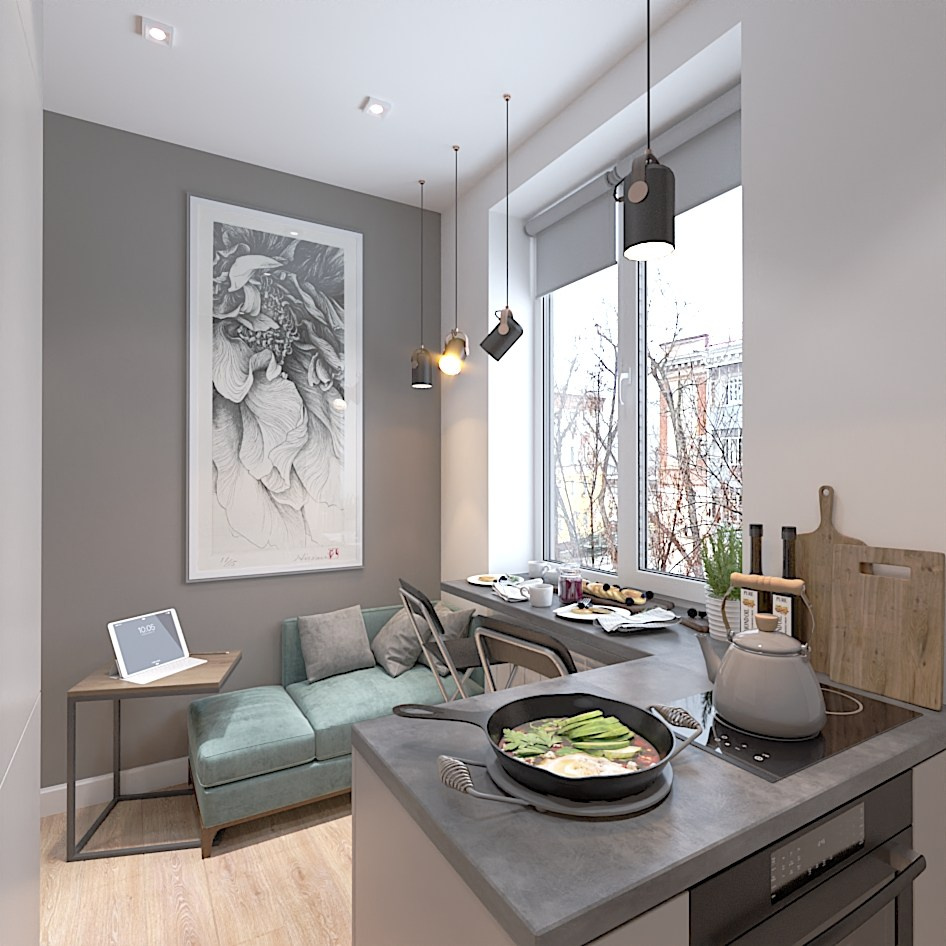 Маленькая кухня в хрущёвке. Студия интерьерной визуализации и дизайна FishkaRom в Краснодаре и по всей России