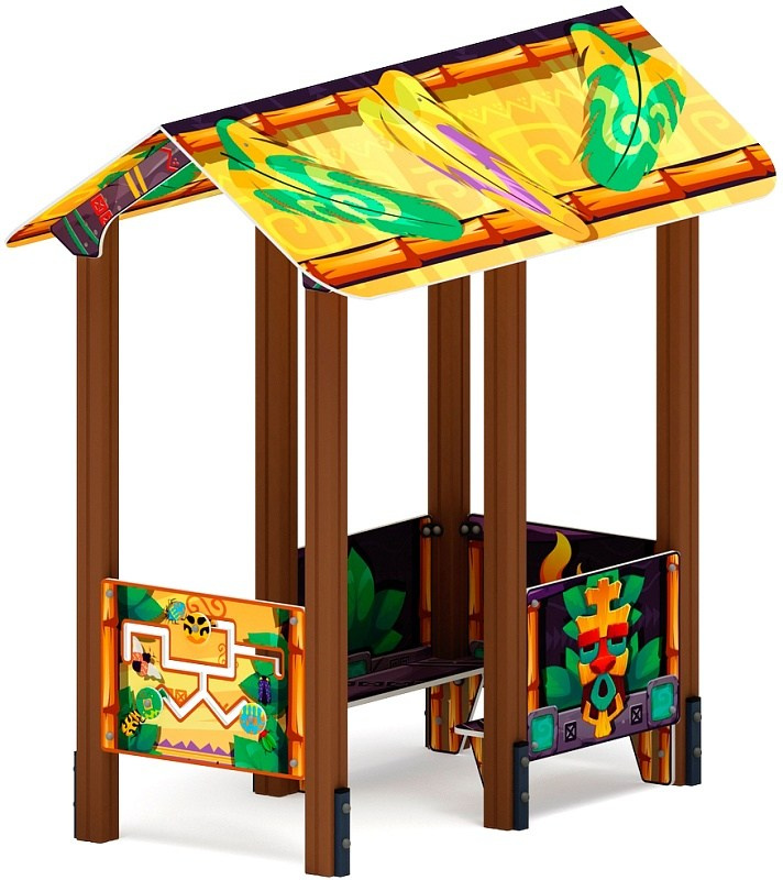 Домик средний 1 (Майя) МФ 10.01.05-03 Габариты (ШхДхВ): 1430х2400х2350 Зона безопасности, мм: 2430х3400