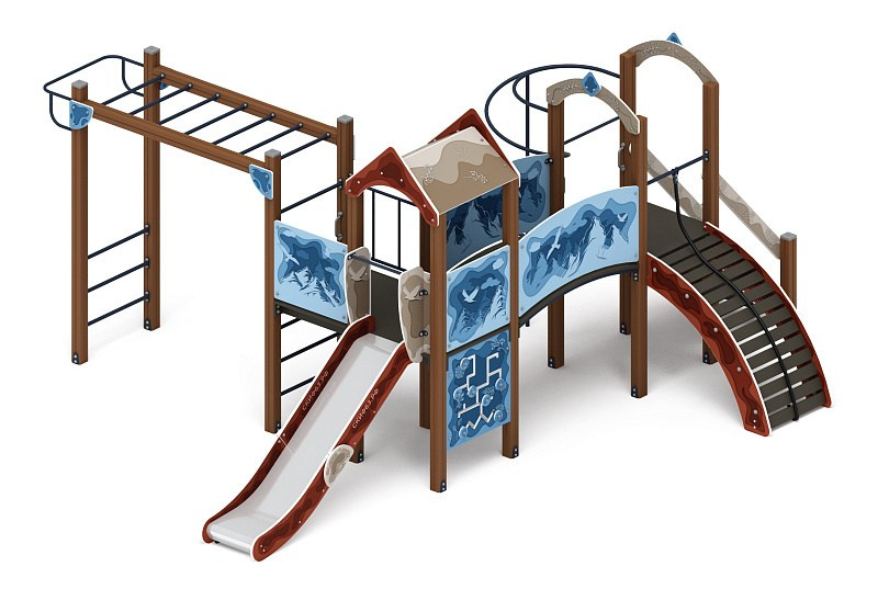 Рада (Алтай) - ДИК 2.01.2.08-04 - Игровой комплекс H=1200                                                                                                                  Габариты (ШхДхВ): 6580x5730x3000                                                                                                                                                                       Зона безопасности, мм: 10080х8730                                                                                                                                                                 Скат горки: H=1200 (металлический скат)