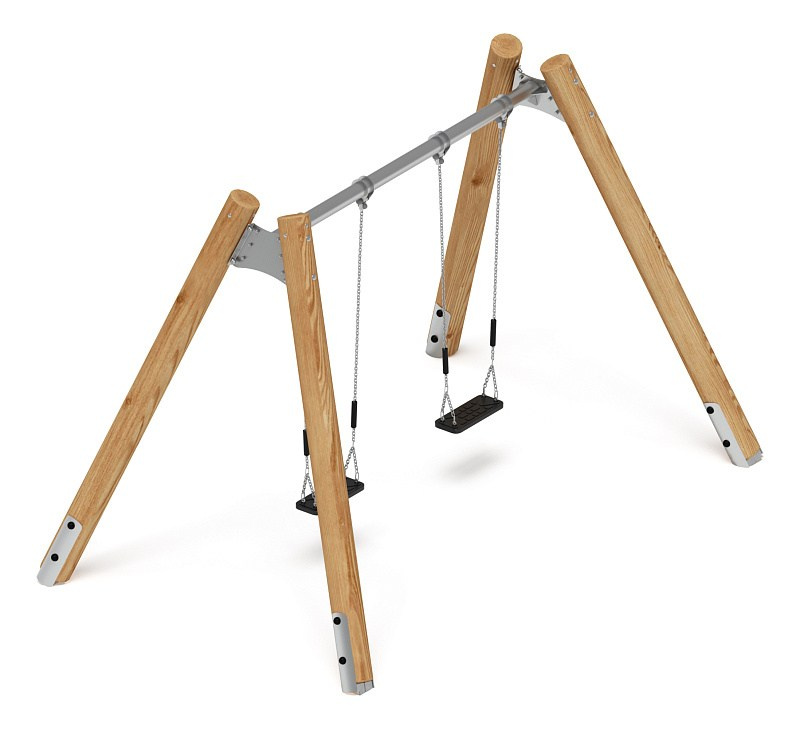 Качели (Лиственница) ИО 12.Р.03.03.01-Л.И1 Габариты (ШхДхВ): 3800х2250х2470 Зона безопасности, мм: 3800х6950 Возрастные ограничения от 5 до 12 лет, весом не более 70 кг