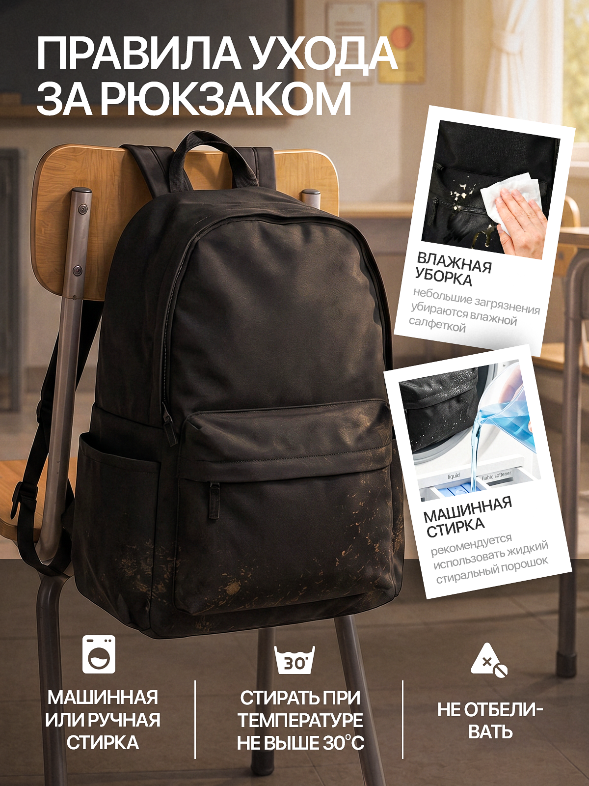 Рюкзак школьный. Виталий Боголюбов Инфографика для маркетплейсов