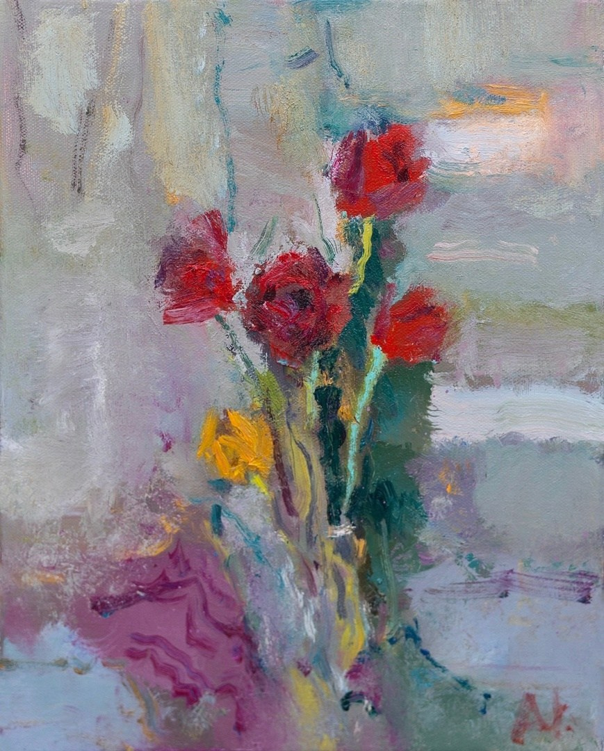 Первые тюльпаны. Художник Александр Каверин