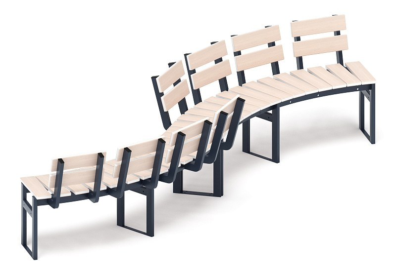 Модульная скамья радиальная (беленый дуб) МФ 42.01.22-01 Габариты (ШхДхВ): 3280х1090х740 мм