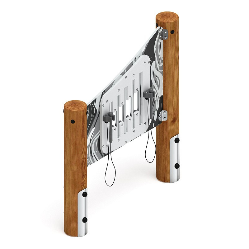 Металлофон (лиственница темный) МФ 22.01.09-И1.01 Габариты (ШхДхВ): 200х1340х1450 Зона безопасности, мм: 3200х2340