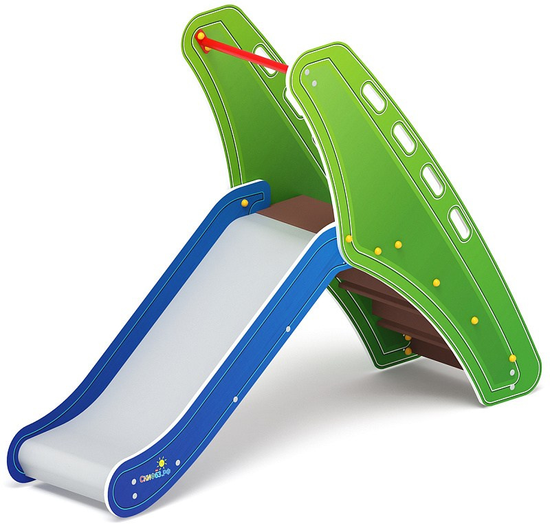 Горка мини - ИО 41.01.09-03 - (Джинс) H=750 Габариты (ШхДхВ): 570x2120x1550 Зона безопасности, мм: 3570х5620 Скат горки: H=750 (металлический скат) Возрастные ограничения от 3 до 12 лет, весом не более 70 кг