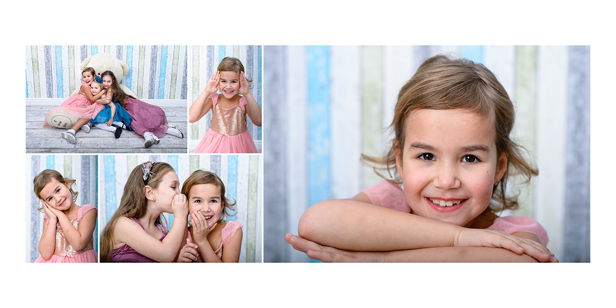 Персональный портретный разворот девочки, студийная съёмка