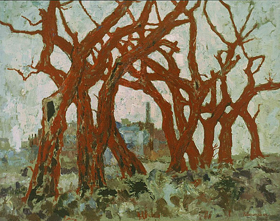 «Красные деревья» 1964 год Тульский музей изобр. иск. Художник Величко Вадим Семёнович