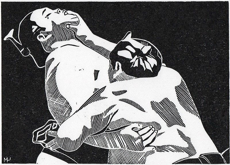 Серия линогравюр Grand Sumo Highlights  по мотивам турниров сумо. Авторская линогравюра, ручная печать на бумаге Ватман Гознак. 大相撲