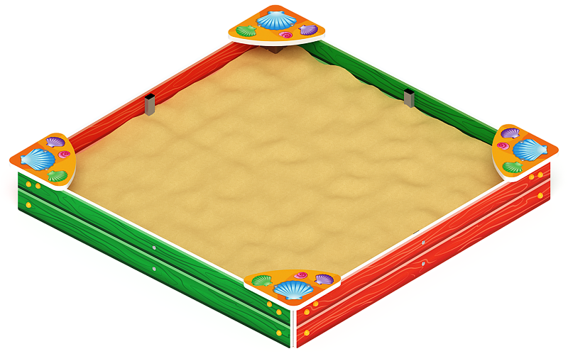 Песочница средняя (Ракушки) - ИО 5.01.02-01 Габариты (ШхДхВ): 1700x1700x244 Зона безопасности, мм: 2700х2700