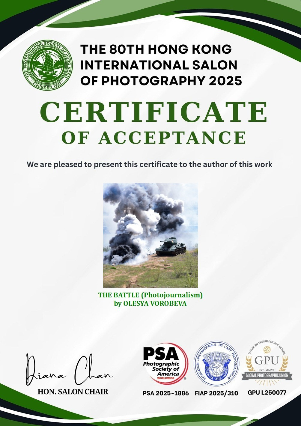 Награды. Фотограф в Туле. Воробьева Олеся