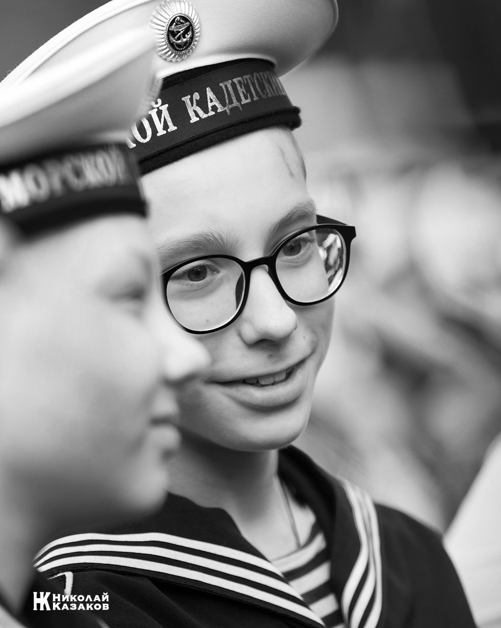 Черно-белый портрет воспитанника Кронштадского морского кадетского корпуса.