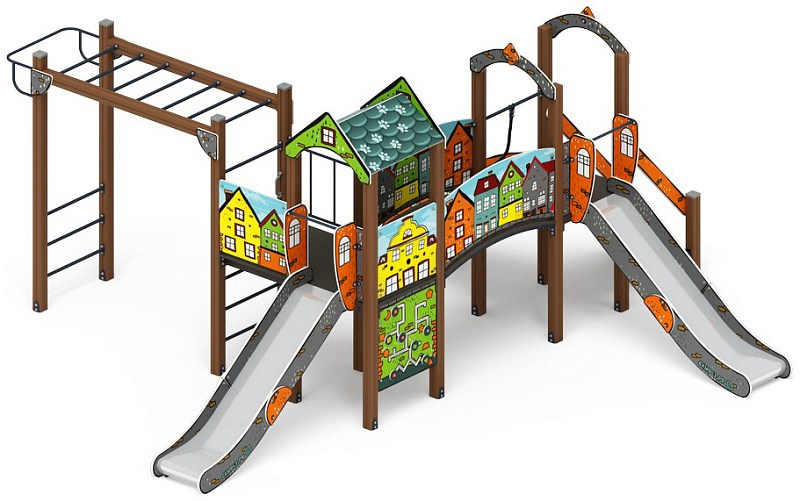 Рада (Город) - ДИК 2.01.2.08-31 - Игровой комплекс H=1200                                                                                                                  Габариты (ШхДхВ): 6570x6500x3000                                                                                                                                                                       Зона безопасности, мм: 100700х10000                                                                                                                                                                Скат горки: H=1200 (металлический скат)