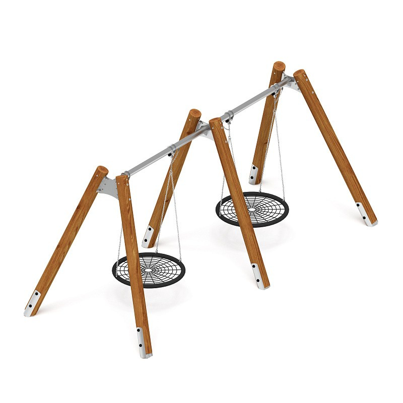 Качели (Лиственница темный) ИО 12.Р.05.05-Л.И1.01 Габариты (ШхДхВ): 5900х2250х2470 Зона безопасности, мм: 5900х7500 Возрастные ограничения от 3 лет