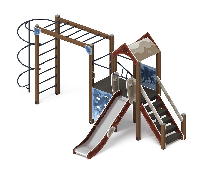 Играйте с нами (Алтай) - ДИК 2.01.1.08-04 - Игровой комплекс H=1200                                                                                          Габариты (ШхДхВ): 5970x4260x3000                                                                                                                                                                     Зона безопасности, мм: 8970х7760                                                                                                                                                                        Скат горки: H=1200 (металлический скат)                                                                                                                                           Возрастные ограничения от 5 до 12 лет