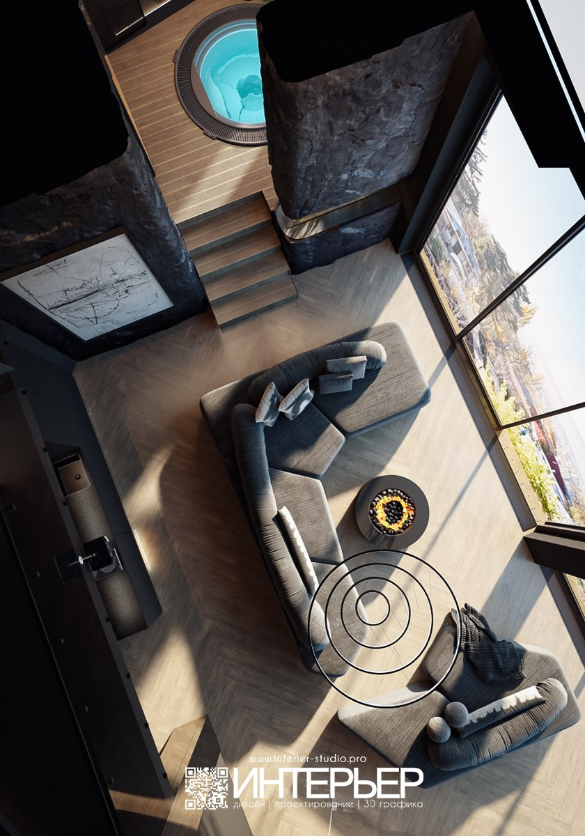 Дизайн-проект Гостевого дом со Спа, Хамамом, сауной и Джакузи в г. Кисловодске. Дизайн интерьера, 3D визуализация и 3D моделирование. Создание проектов и чертежей. КМВ: Кисловодск, Пятигорск, Ессентуки и удаленно