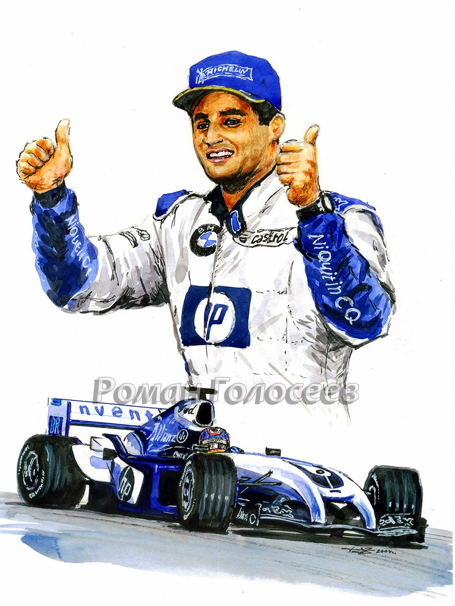 "Хуан-Пабло Монтойя, Williams FW26, 2004", 30х20, акварель, бумага, 2004
