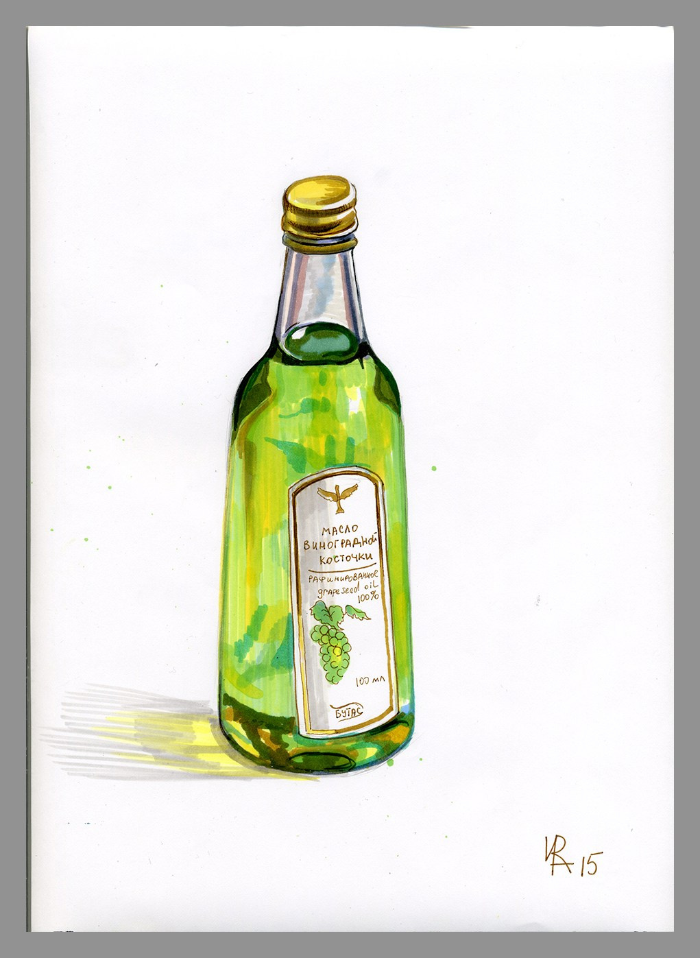 Масло из виноградной косточки. Маркеры, бумага.