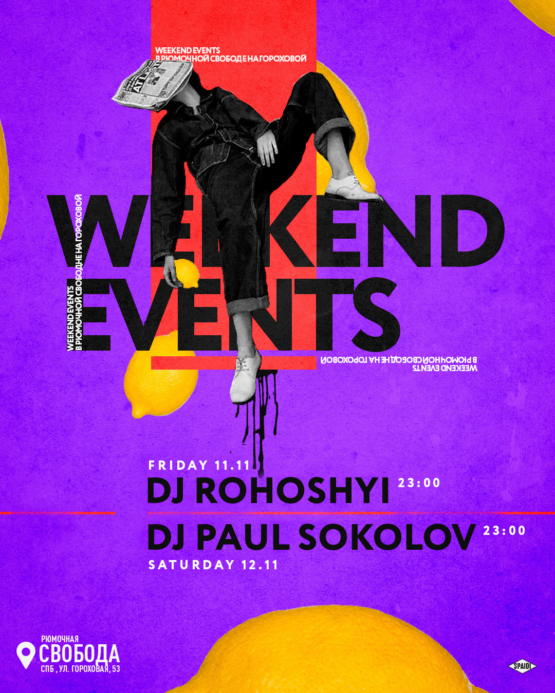 WEEKEND EVENTS. Spaidi Design | Graphic Design
