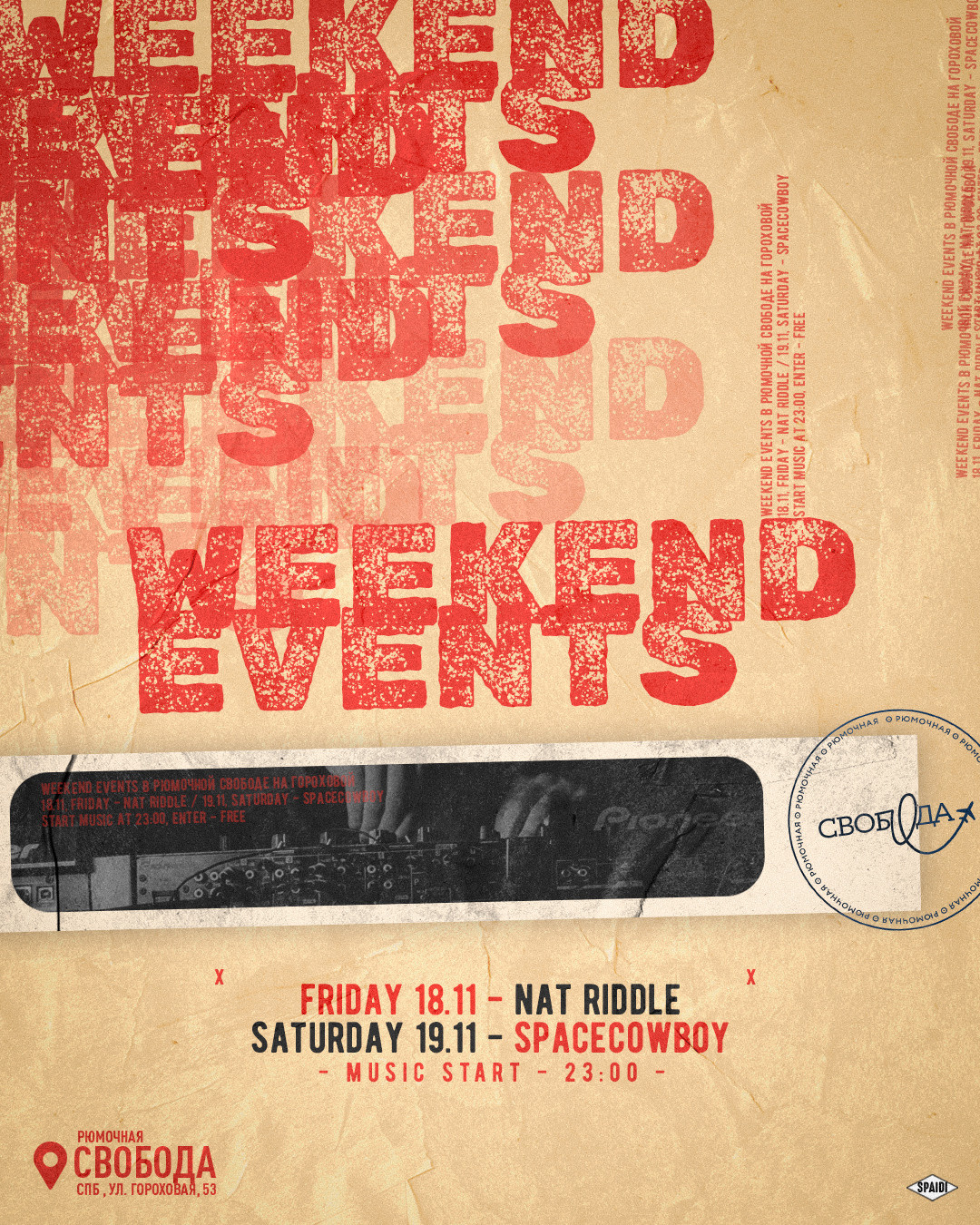 WEEKEND EVENTS. Spaidi Design | Graphic Design