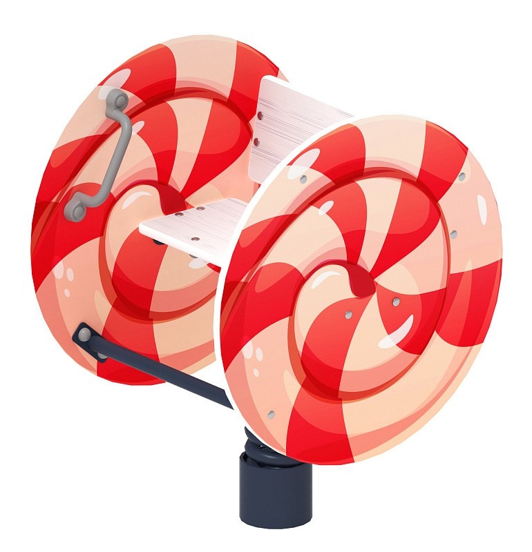 Карамель - Качалка на пружине - ИО 22.01.04-02.И1 Габариты (ШхДхВ): 660х560х870 Зона безопасности, мм: 2660х2560 Возрастные ограничения весом не более 70 кг