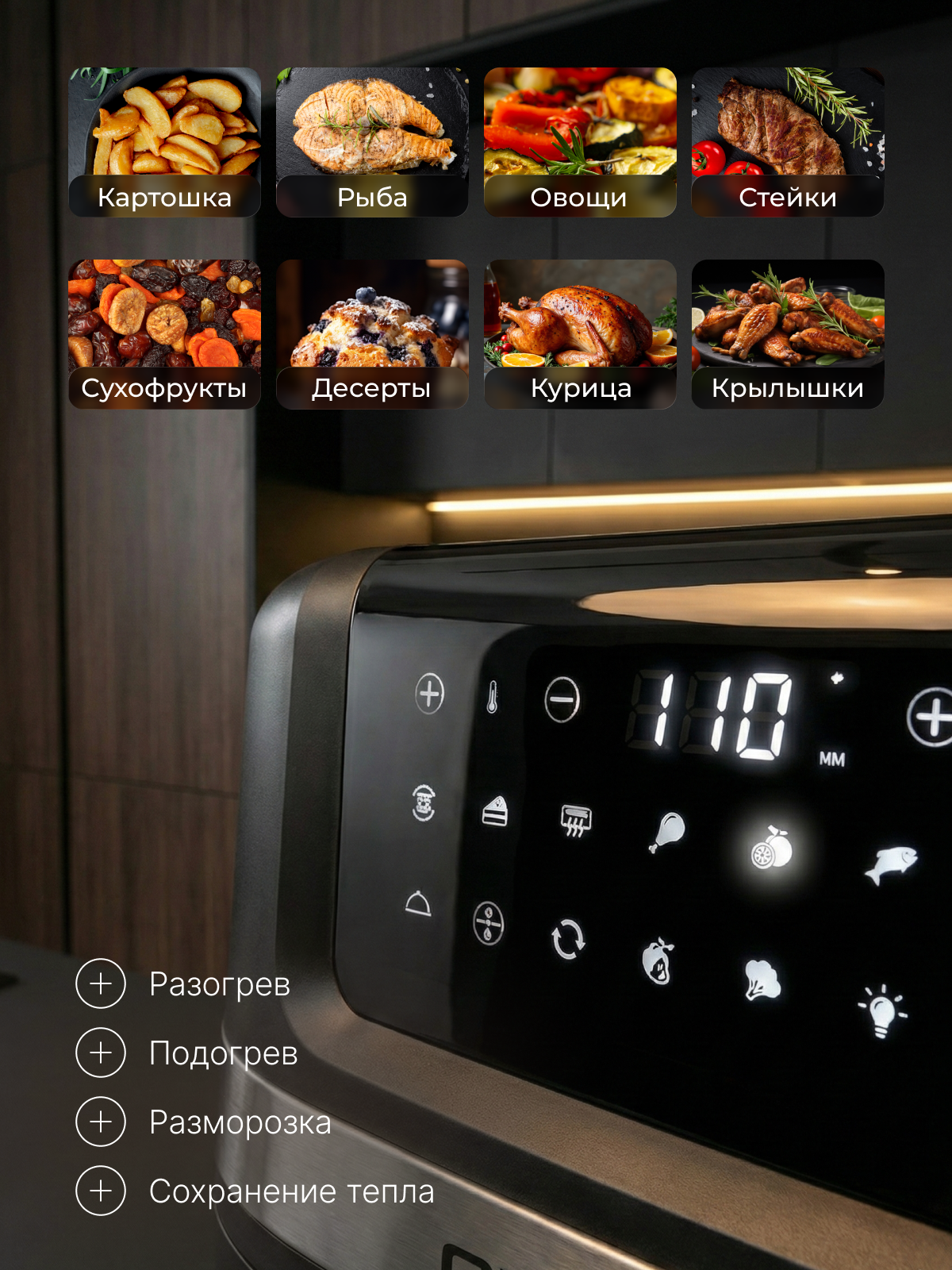 Аэрогриль. Инфографика | Визуальный нейромаркетинг | Дизайн карточек для маркетплейсов