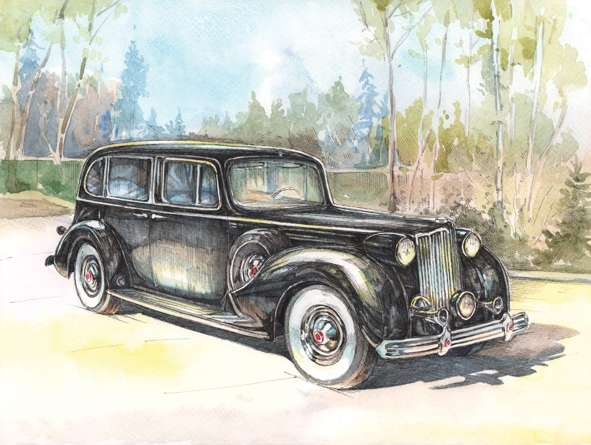 Автомобили Гаража Особого Назначения — работы для музея ГОН. Художник Александр Петрунин