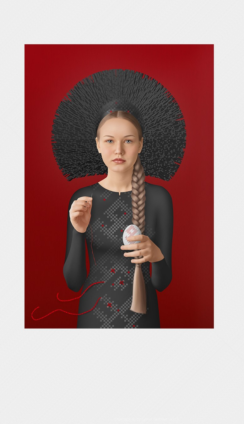 ㄹ2.2 2022-2023, original 20x30 cm, digital print on archival paper, cross stitch + certificate of authenticity. Made to order and framed. Limited to 10 pieces.