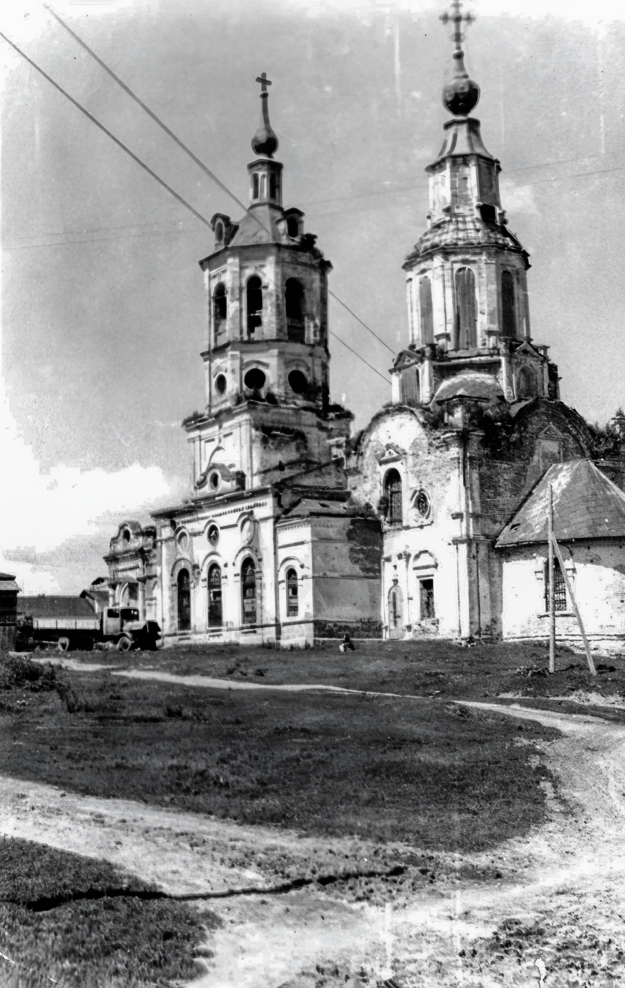 Никольская Церковь 1740 Козельск. Историческое фото. 1940г. Вид с юго-востока. Автор неизвестен.