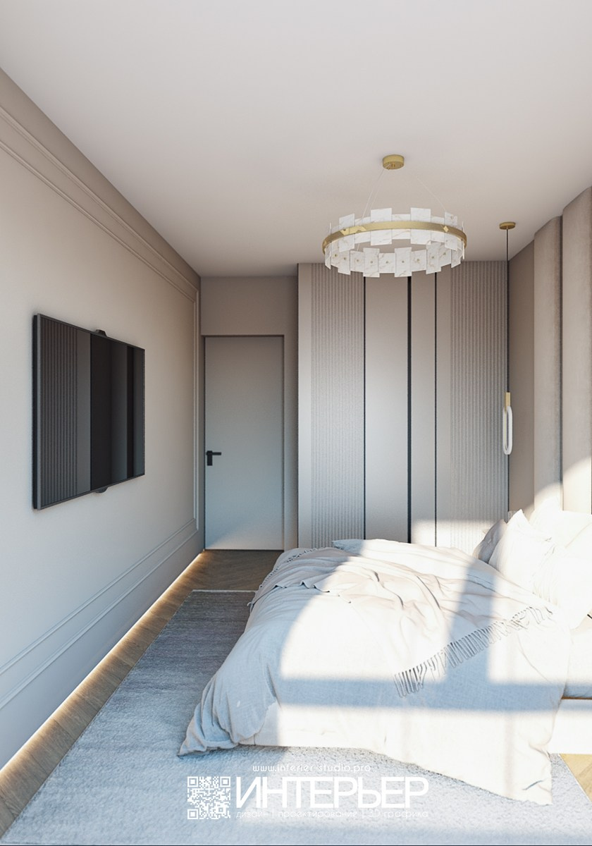 Михаил. ЖК Печорин. Спальня 2 и санузел. Дизайн интерьера, 3D визуализация и 3D моделирование. Создание проектов и чертежей. КМВ: Кисловодск, Пятигорск, Ессентуки и удаленно