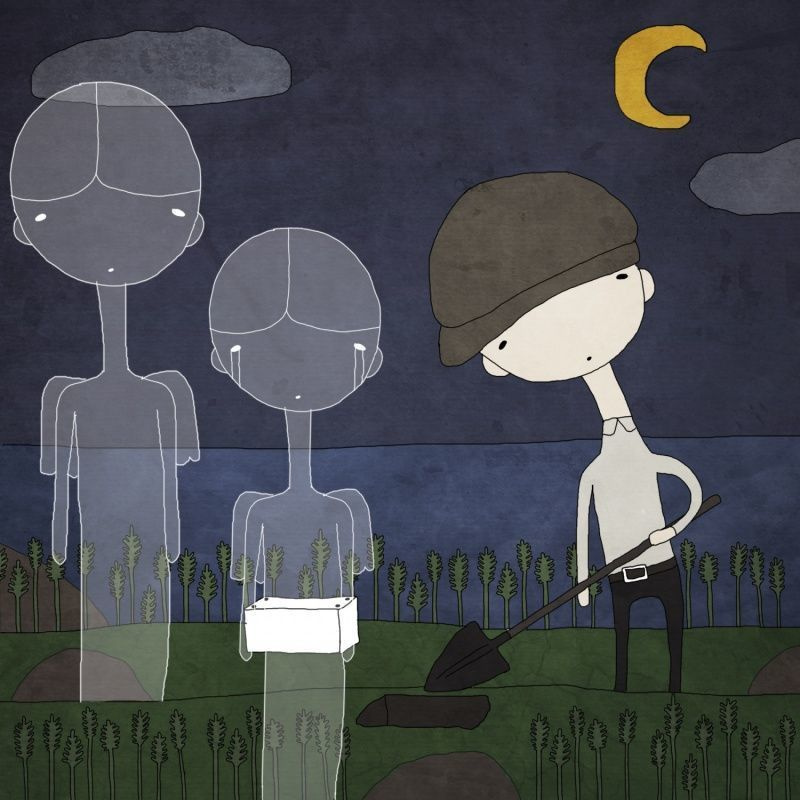 Мрачная иллюстрация для книги или рассказа о младенческих захоронениях. Атмосферный арт в стиле минимализм, готика, ужастик. Заказать уникальную иллюстрацию для книги, обложку или комикс в мрачном стиле. В стиле Тима Бёртона. 