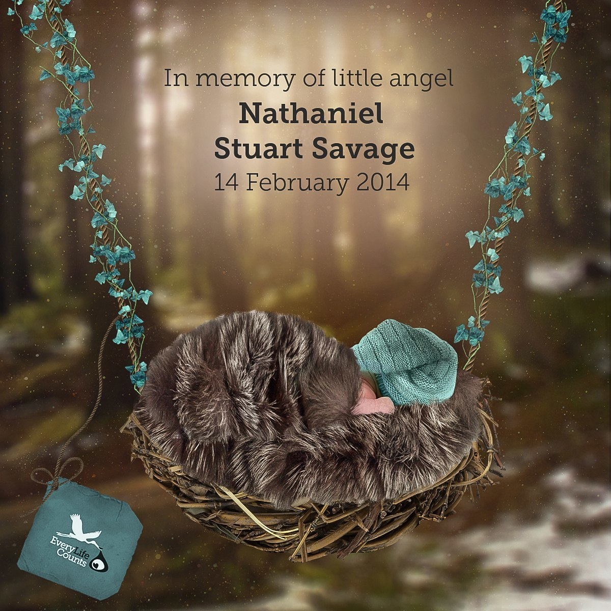 Открытка для семьи в память об усопшем младенце, для проекта everylifecounts.ie