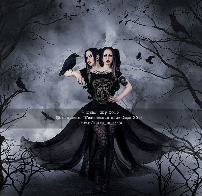 Страница из моего проекта "Готический календарь 2016", Близнецы