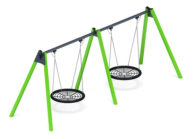 Качели-гнездо М2 (зеленый) - ИО 12.М.05.05.01-02 Габариты (ШхДхВ): 5790х1765х2265 Зона безопасности, мм: 5900х7000 Возрастные ограничения от 3 лет, весом не более 70 кг