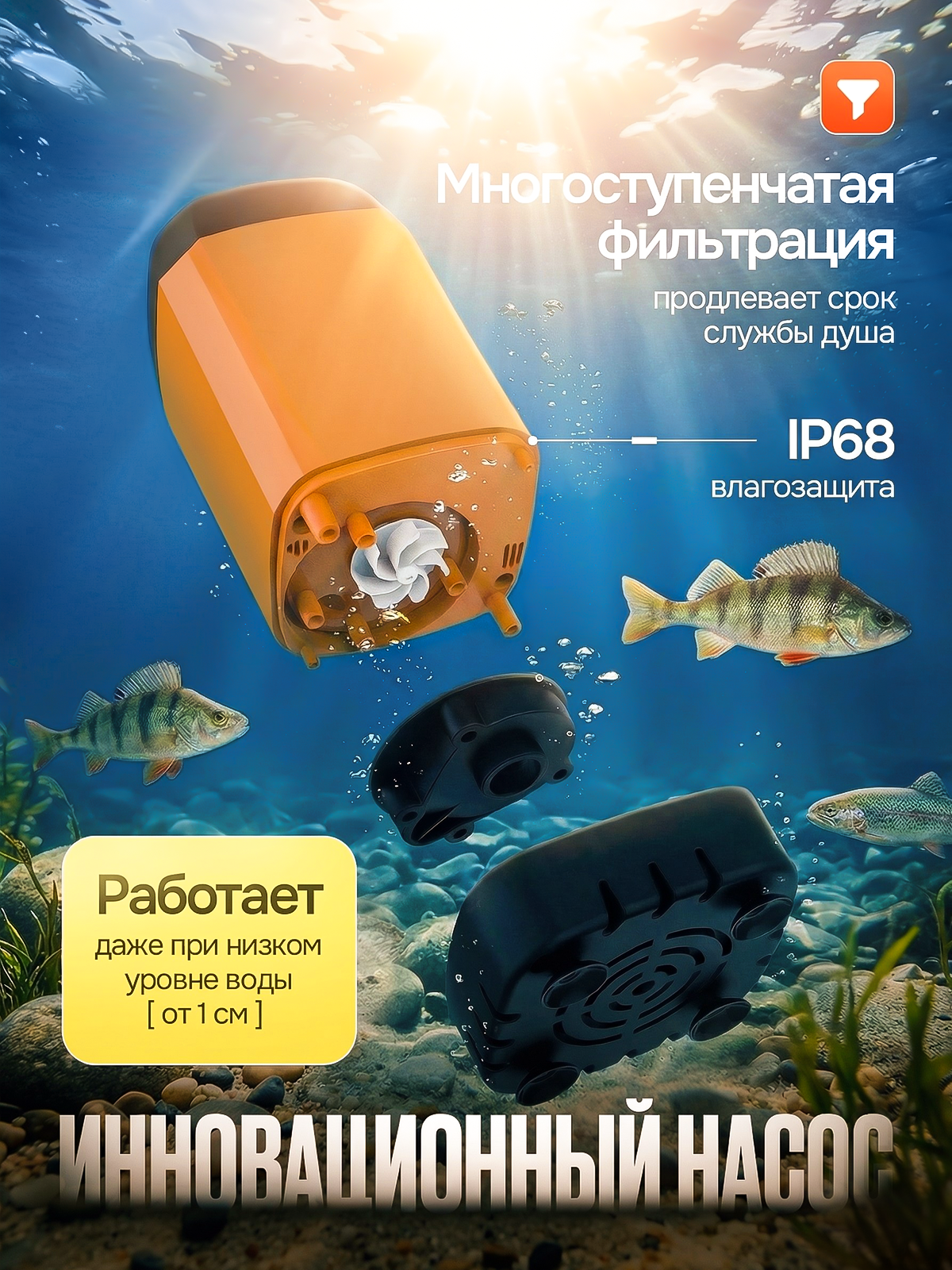 Походный душ. Дизайн карточек для маркетплейсов