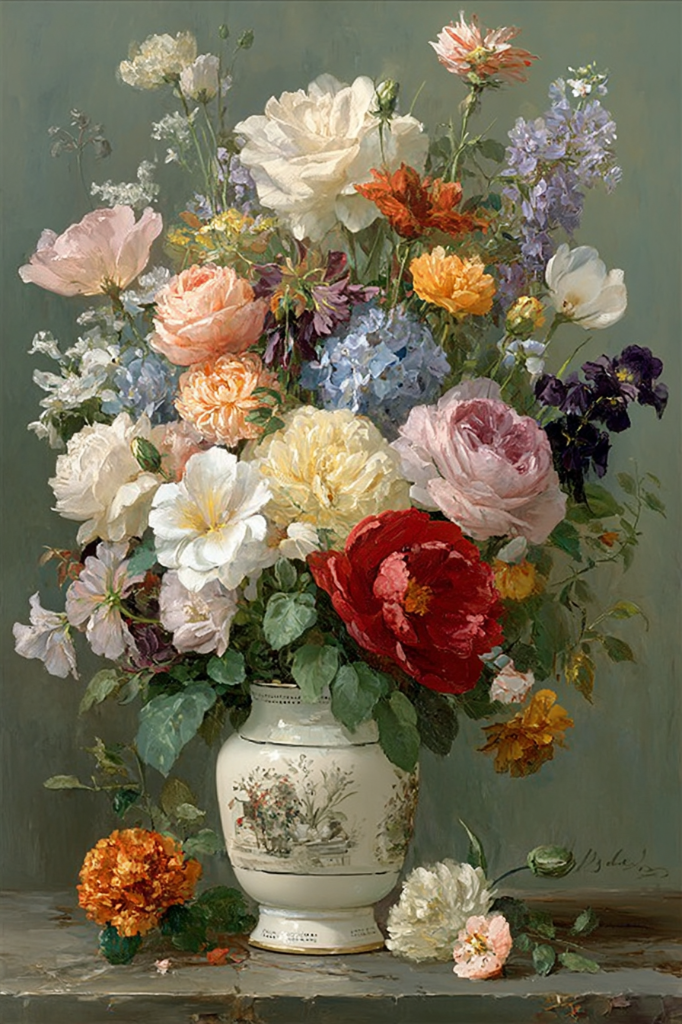 "Цветы в белой вазе"  Холст, масло. 100 х 75 см. 350 000 ₽.