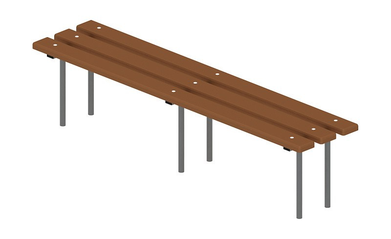 Скамья - МФ 42.01.04-И1 Габариты (ШхДхВ): 1950x390x480 мм Зона безопасности, мм: 2950х1390