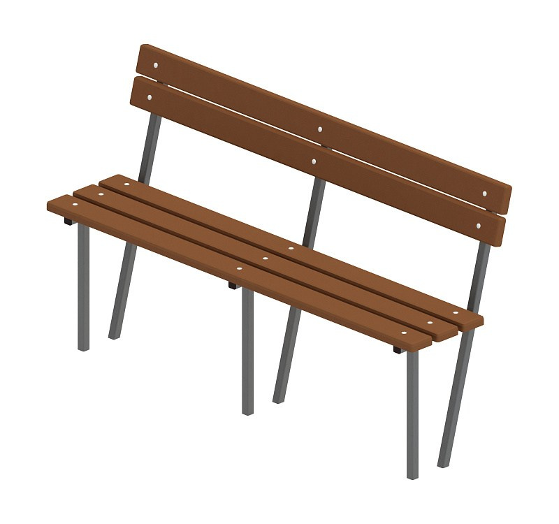 Скамья со спинкой - МФ 42.01.06-И1 Габариты (ШхДхВ): 1950x480x900 мм Зона безопасности, мм: 2950х1480